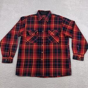 Comfort Outfitter Shirt Plaid Flannel Mens M Red Cotton Long Sleeve Pocket